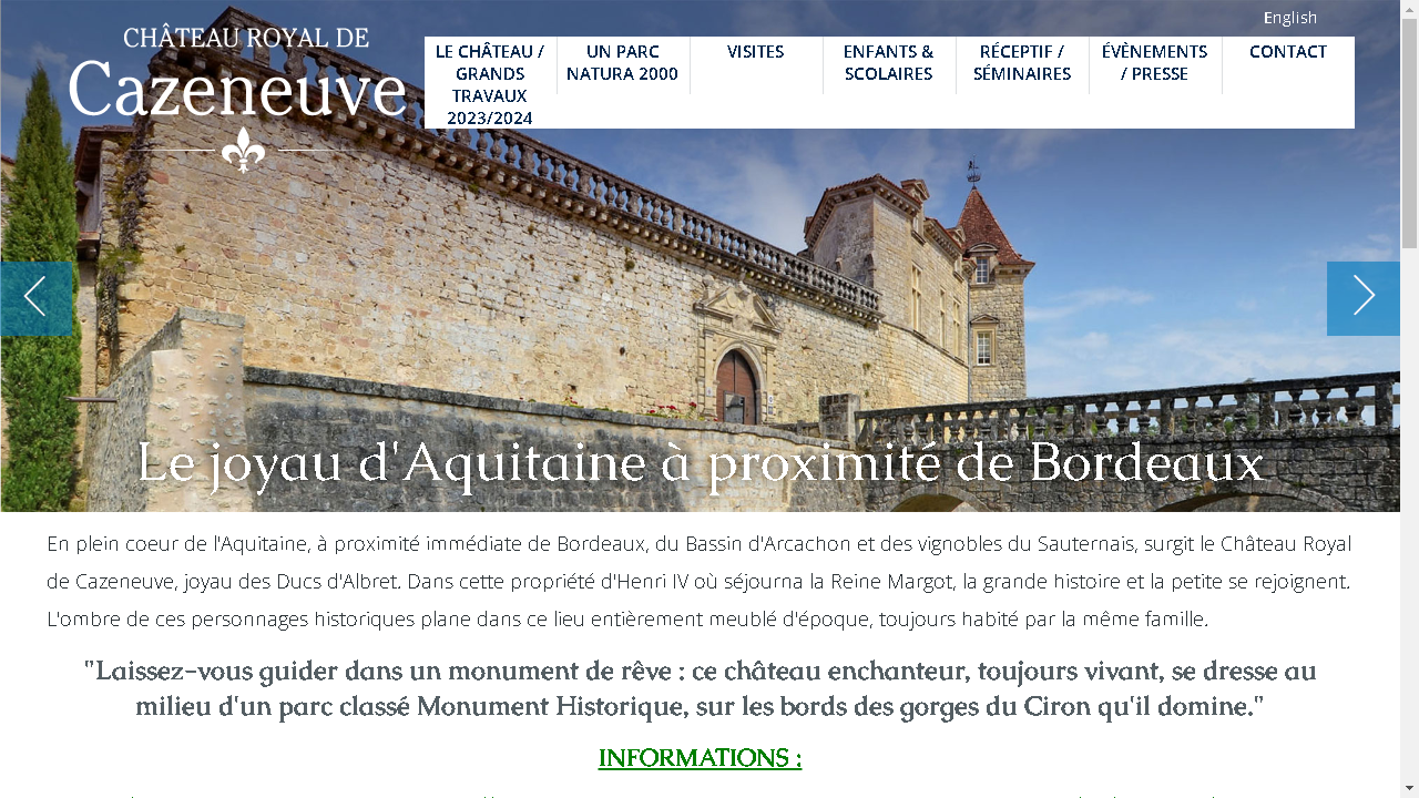 Capture d'écran de http://www.chateaudecazeneuve.com/